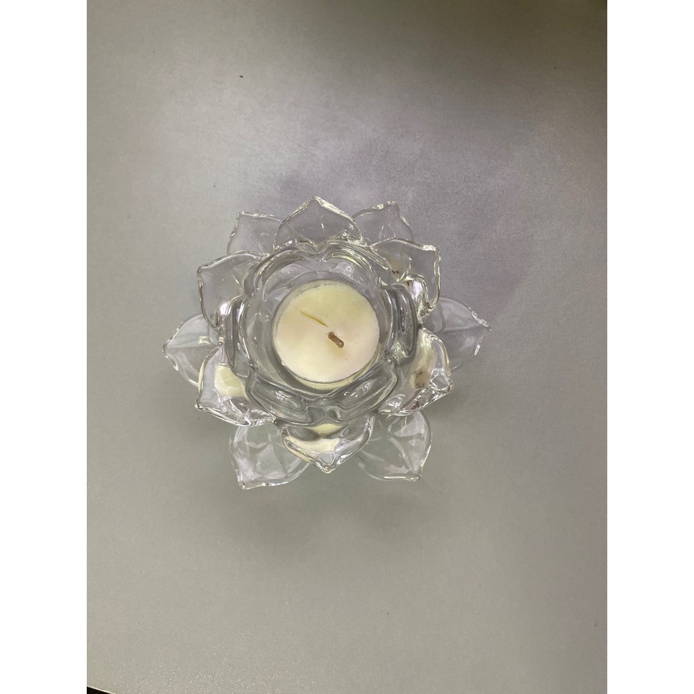 Clear Glass Lotus Flower Tealight Holder Candle‎ Holder Wedding Table Decor